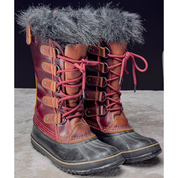 Sorel Premium Joan of Arctic Red Oxblood Waterproof Snow Boots Womens Size 7.5 - Picture 1 of 16